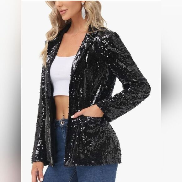 NWT Kancy Kole Black Sequin Short and Blazer Set - Picture 11 of 13